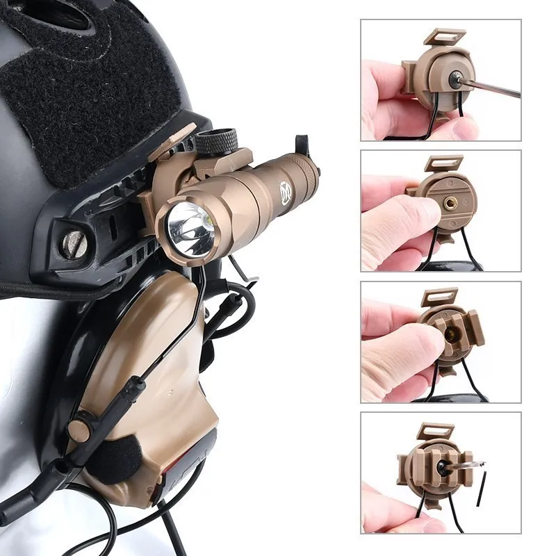 WADSN Comtact II Tactical Helmet Headset with 20mm Rail Adapter Airsoft CS Shooting Headphone Army Earphone+U94 PTT