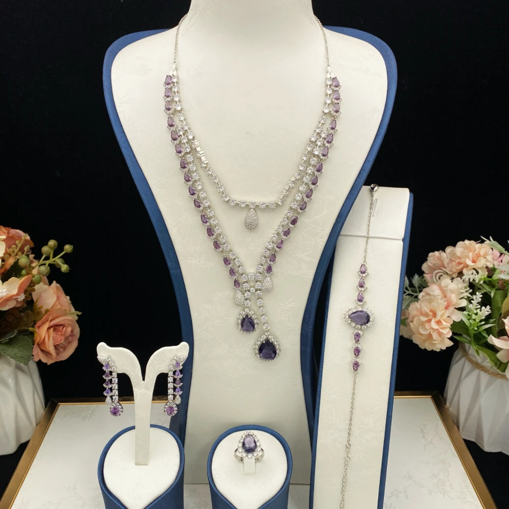 

JRH блестящий искусственный циркон, имитация ювелирных изделий, медный женский браслет, кольцо, ожерелье, серьги для свиданий, исповеди