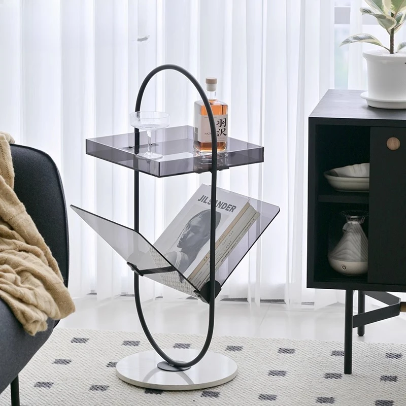 Acrylic Sofa Side Table Organizer, Magazine Storage Rack, Minimalist Small Coffee Table, Home Luxury Creative Tea Table