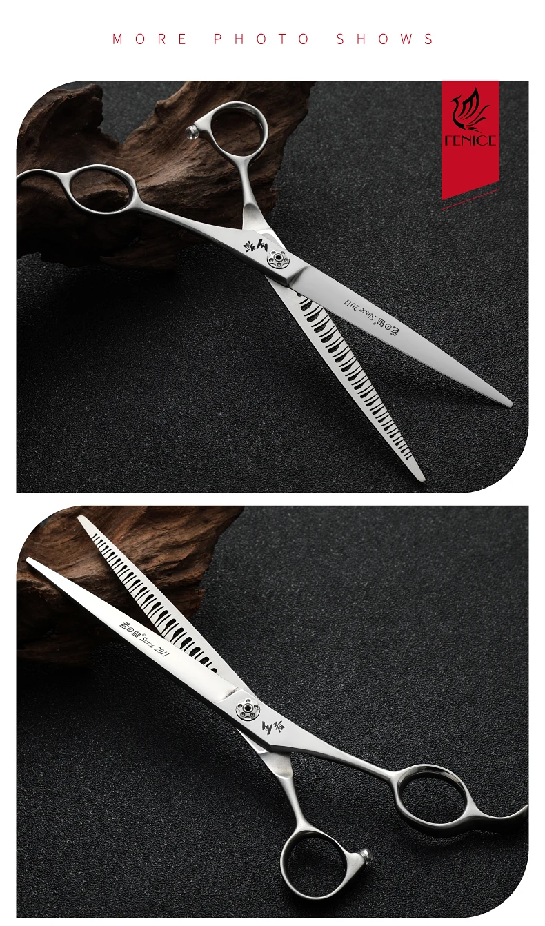 Fenice VG10 Stahl 7 Zoll 3D Umkehrzähne Magische Schere Haustier Hund Pflege Gerade/Gebogene Chunker Schere Lager Schrauben 60-70 % – Detail 16