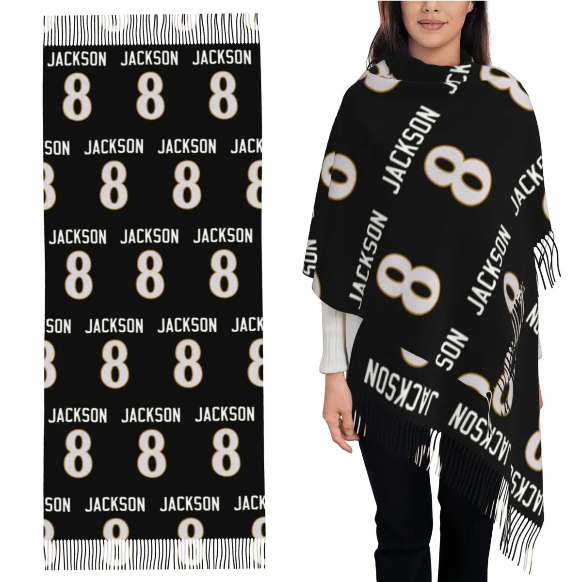

Lamar Jackson Scarf Tassel Scarves Women Soft Warm Shawls and Wraps Long Fall Winter Shawl Wrap