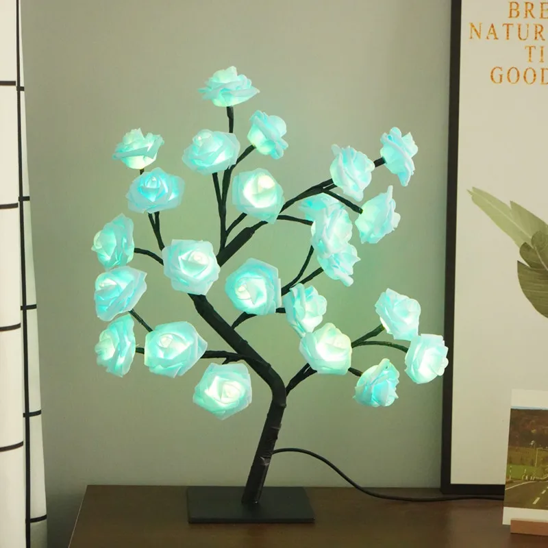 LED desk lamp rose flower tree Mood light for bedroom bedside dining table kitchen decoration Holiday Gift/Night Light USB plug