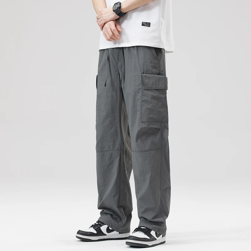 

Summer New Waterproo Large Pocket Overalls Men Outdoor Sports Jogging Mountaineering Pants Male Casual Harajuku Black Work Pants