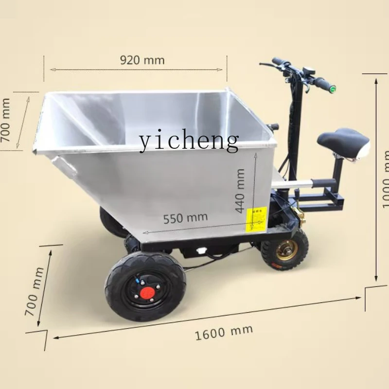 

ZF electric stainless steel breeding manure tricycle upside down donkey agricultural feed electric trolley