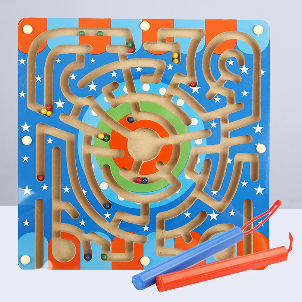

Wooden Maze Game Magnetic Sliding Ball Puzzle Board Educational Developmental Skill Game for Children Early Learning Gift