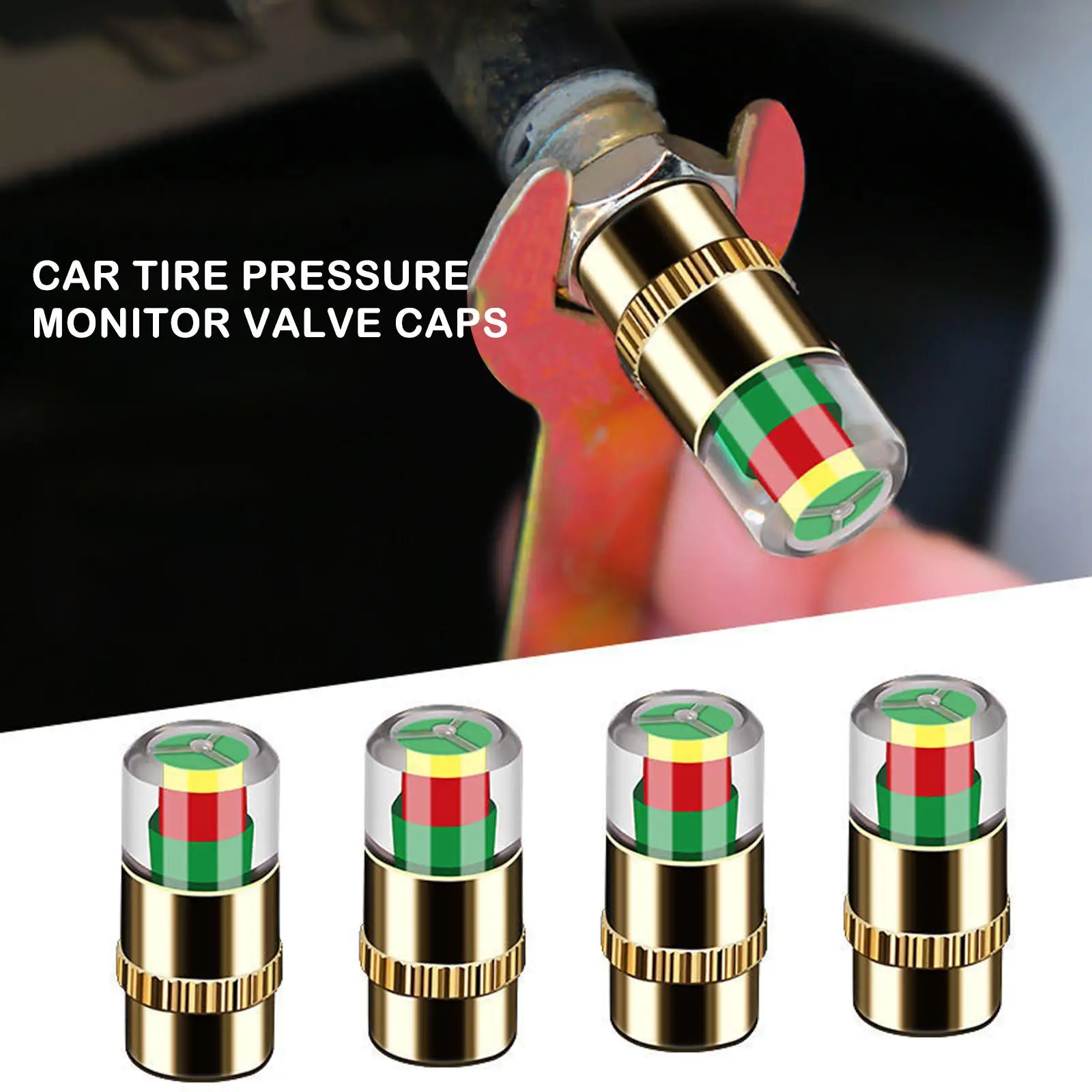 4PCS Motorcycle Car Tire Pressure Monitor Valve Cap Sensor Indicator Eye Alert Auto Tire Pressure Inspection Tool Tire valve