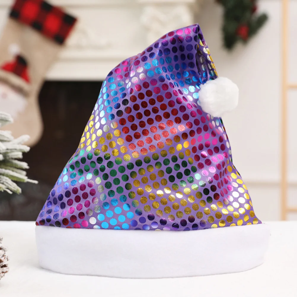 

4Pcs Christmas Santa Hats Xmas Sequin Hat for Adults Kids High Quality Cloth Material Gifts Families Party Hat