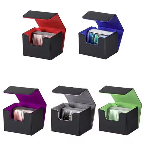 100+ Trading Card Deck Box MTG Card Storage Box PU Leather Holder Organizer Card Case Protectors for TCG PKM Sports Game Cards