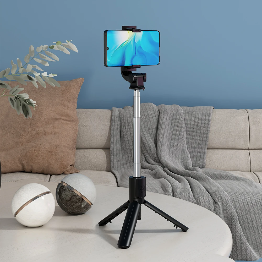 Suporte de tripé sem fio Selfie Stick com luz, controle remoto Bluetooth, extensível, iPhone, celular, Tiktok, transmissão ao vivo