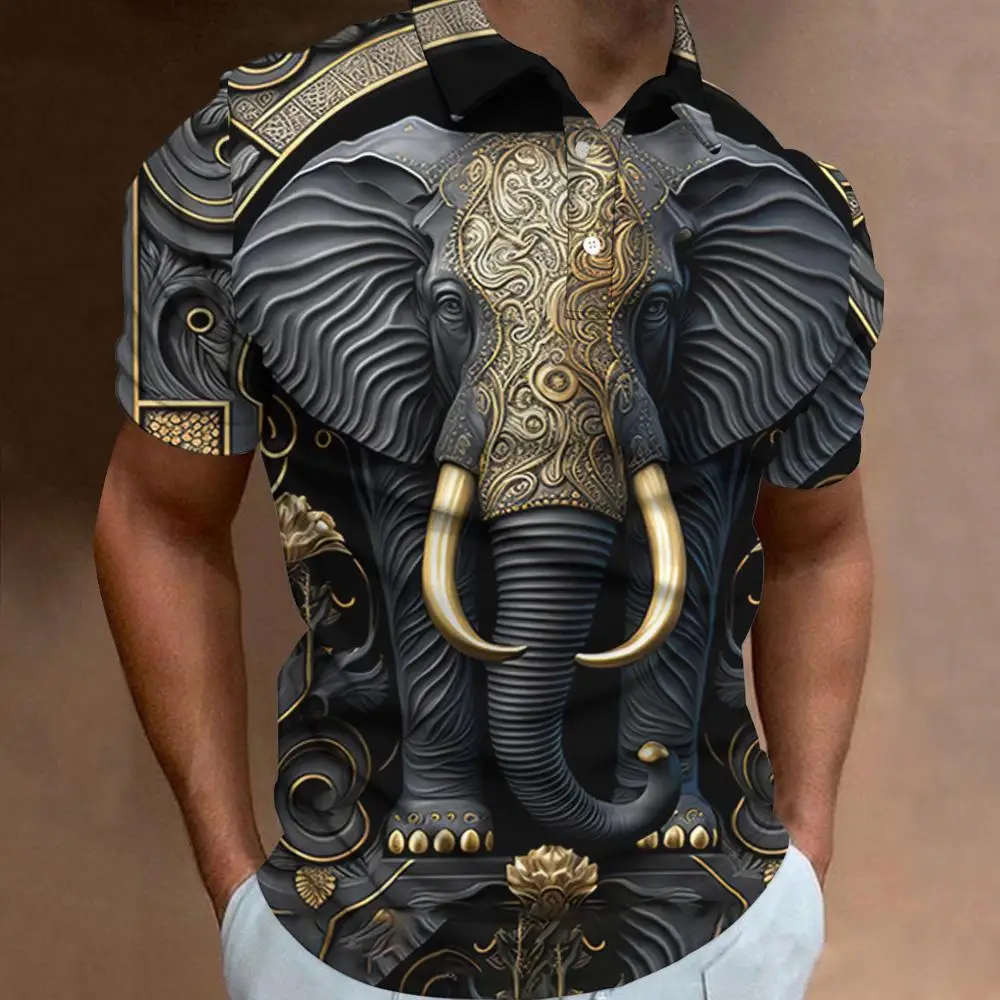 Nuova Polo con stampa animalier 3d per uomo t-Shirt Polo da uomo retrò Street Fashion abbigliamento uomo felpa da Golf allentata oversize Top