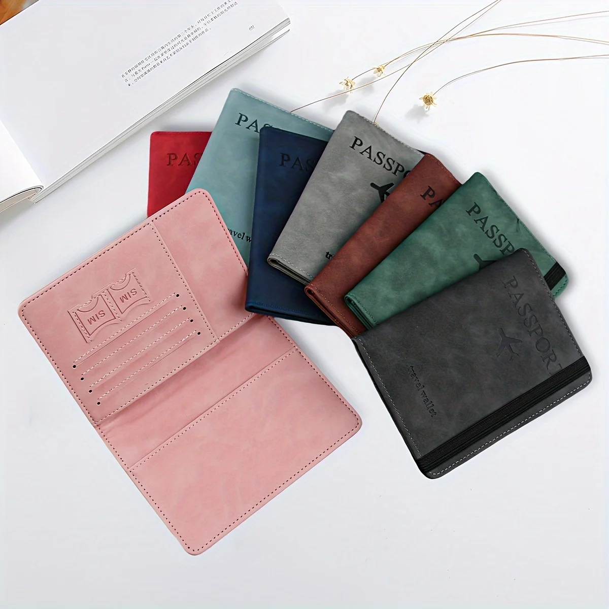 Retro PU Travel Passport Holder, RFID Blocking  Multi-Function Wallet, Passport Covers with Slots for Cards and Personal Items image 2