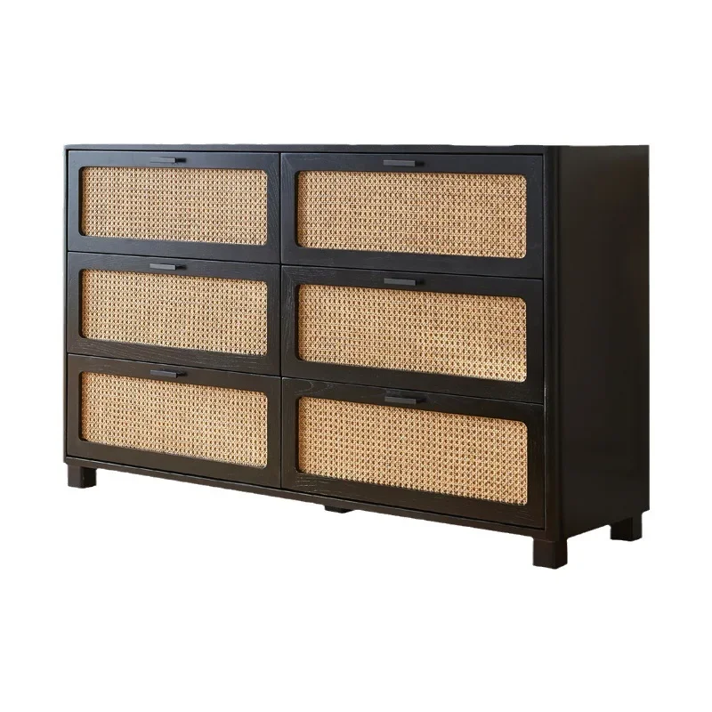 

Ash wood rattan, chest French style, simple, bedroom small apartment, solid wood home, storage cabinet