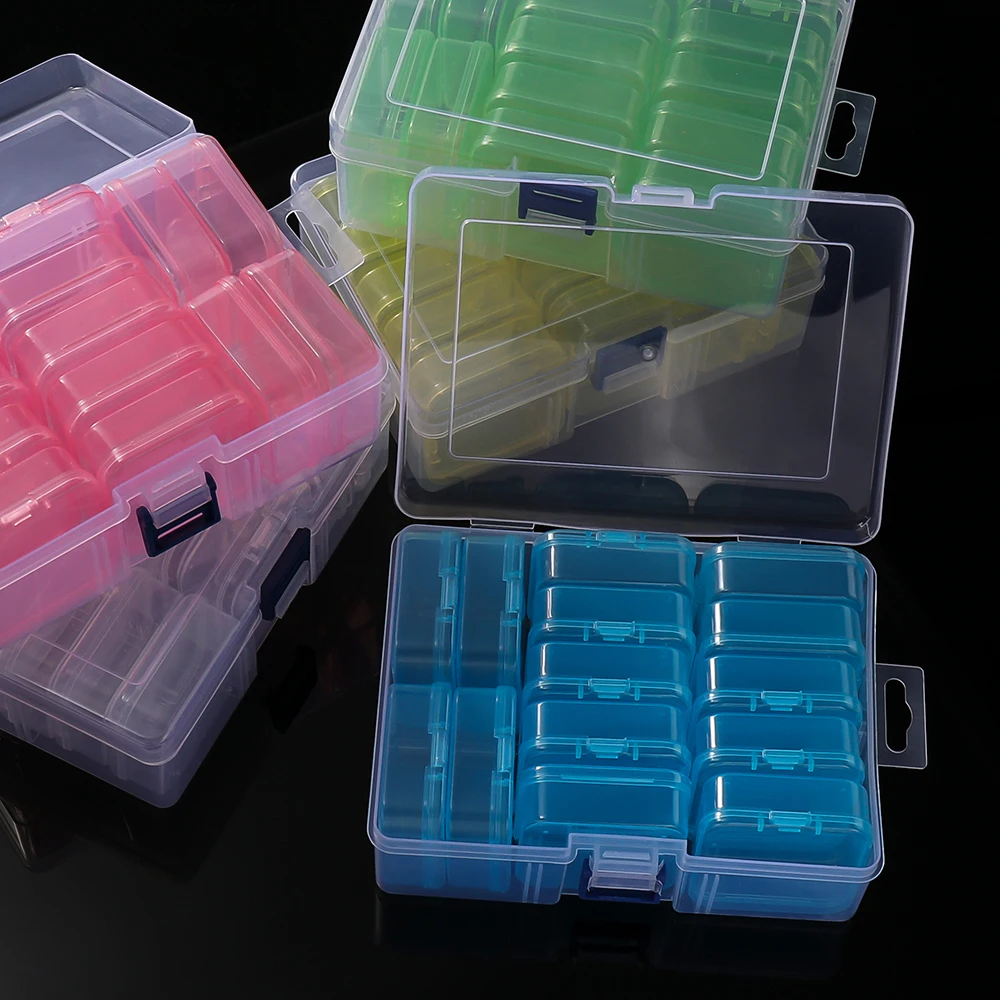 

Bead Organizer Box 14Pcs Small Clear Plastic Bead Nail Art Accessories Containers Art Craft Bead Seed Jewelry Tabletop Storage