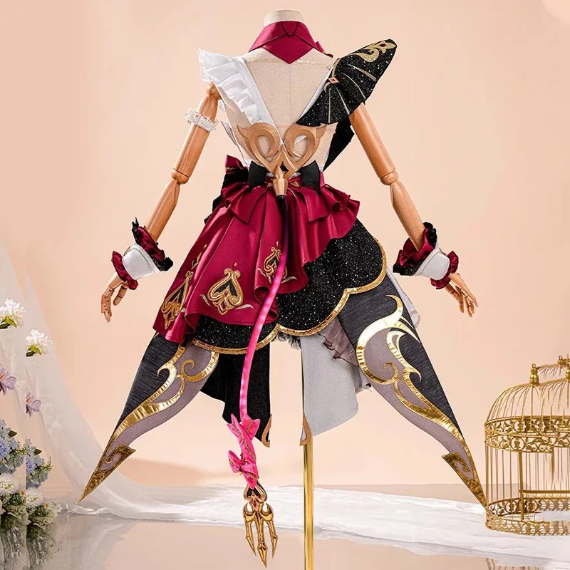 Anime Genshin Impact Escoffier Cosplay Costume Tail Outfit Dress Women Carnival Halloween Animation Party Wig Shoes Prop Suits