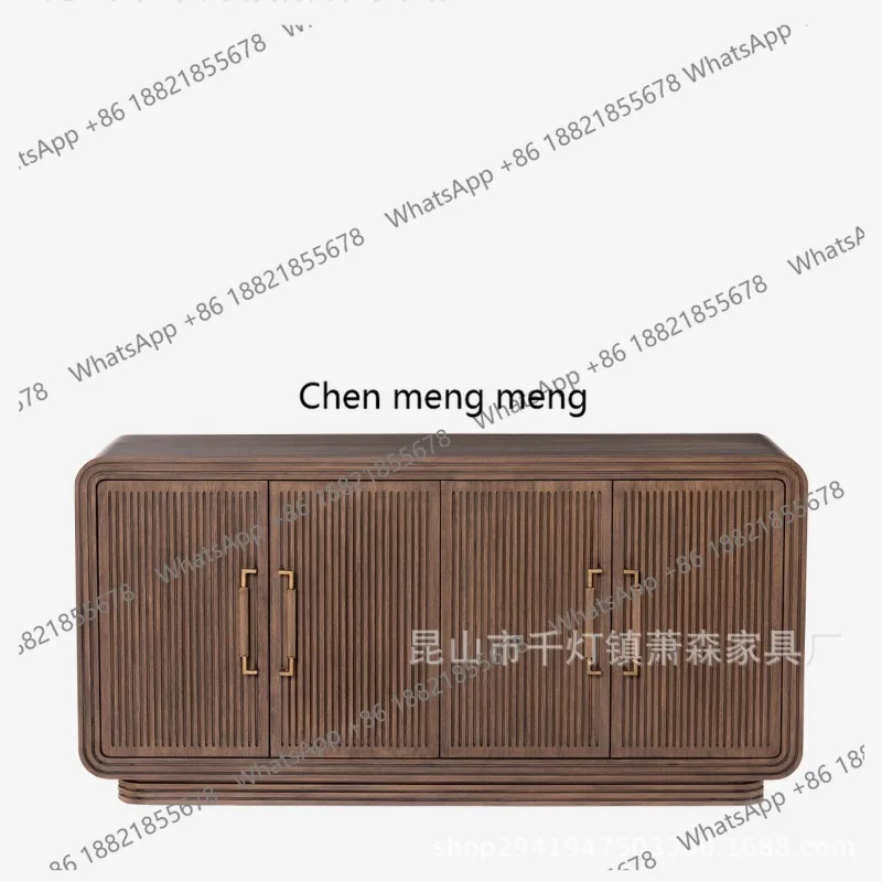 

Black walnut living room TV cabinet Italian light luxury curved entrance cabinet Hotel storage dining side cabinet