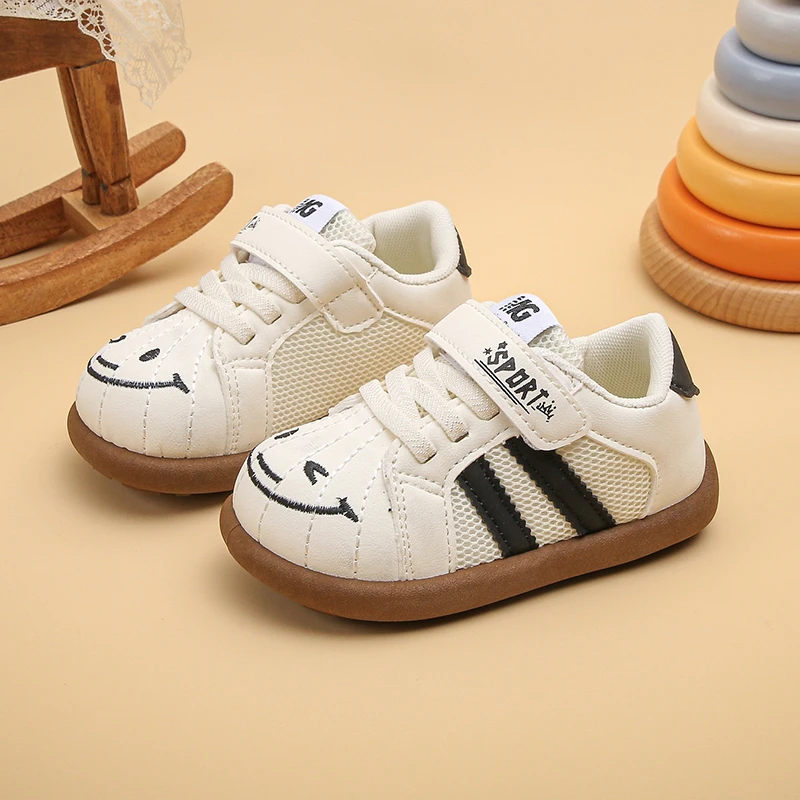 

Baby First Walkers Shoes Cute Smiley Face Embroidery Breathable Mesh Soft Non-slip Sole Casual Sneakers for Toddler Boys Girls
