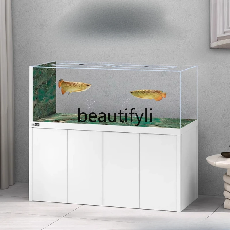 

Bottom Filter Arowana Fish Tank Rock Plate Living Room Large Ultra White Glass Smart Aquarium