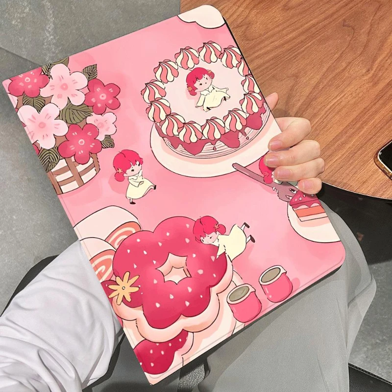 Tablet Cover for Ipad Case 10 Generation Ipad 5th 6th 9.7 Pro 11 2nd 3rd 4th IPad Air 5 Air 4 10.9 Pink Cake Girl Book Style