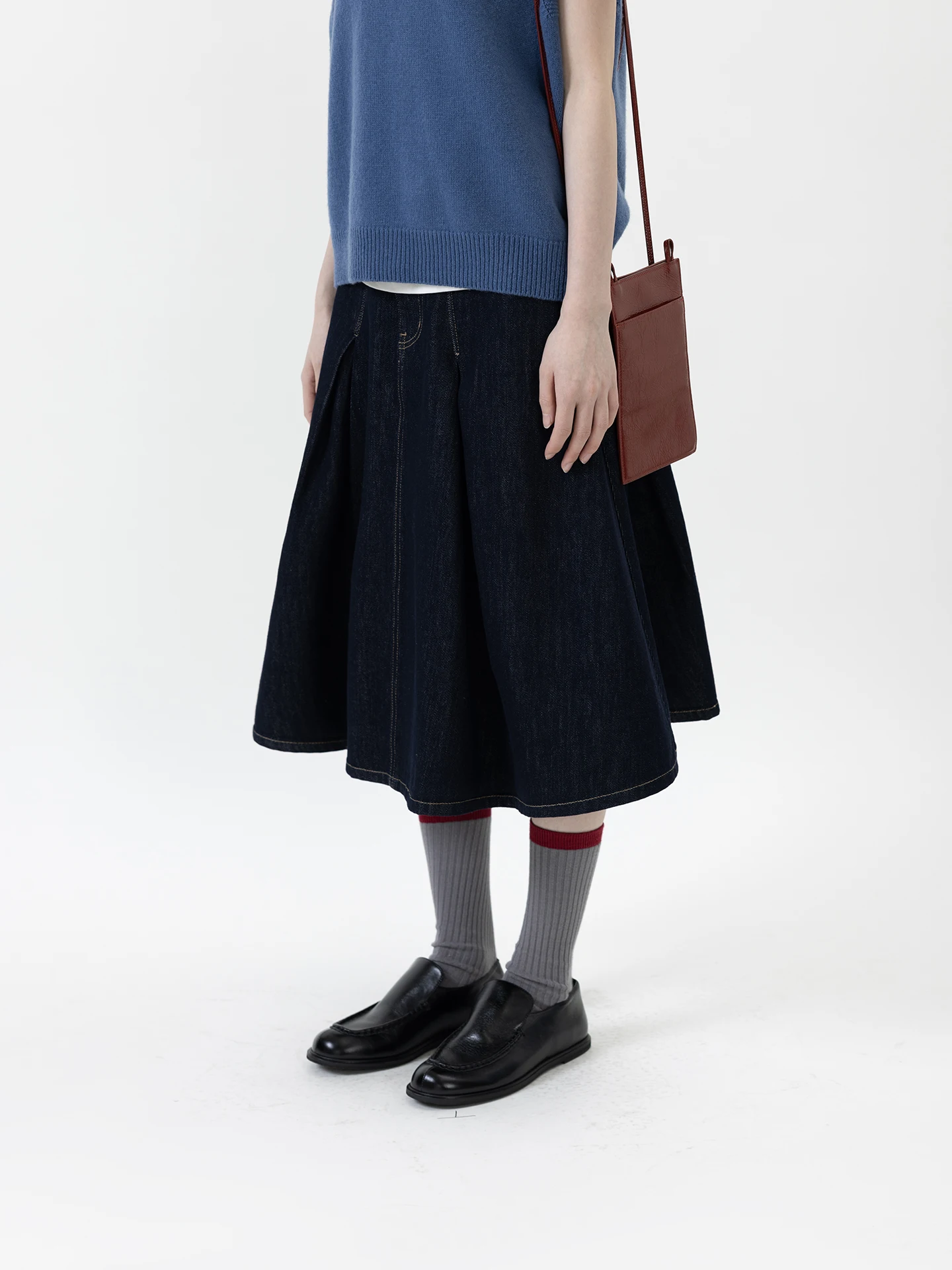 

Юбка Seei из 100% хлопка, средней длины, А-силуэта, женская, весенняя новинка, джинсовая плиссированная юбка с высокой талией, винтажная, элегантная