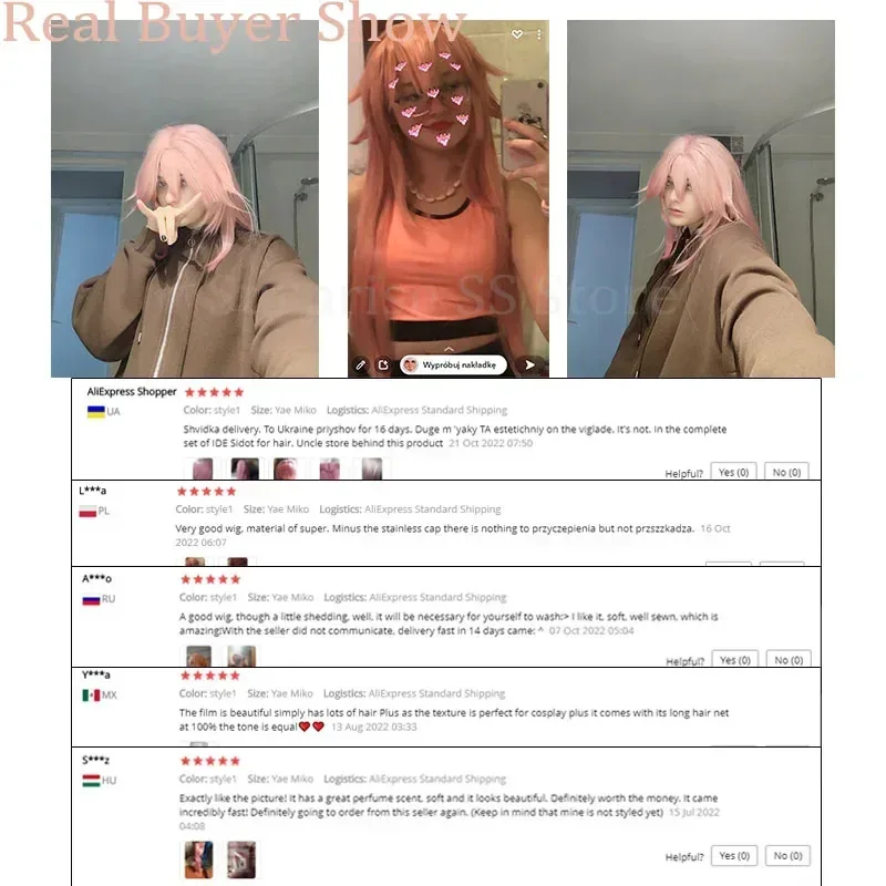 Genshin Impact Yae Miko Cosplay Wig Halloween Simulation Scalp Pink Long Heat Resistant Synthetic Wigs Free Wig Cap