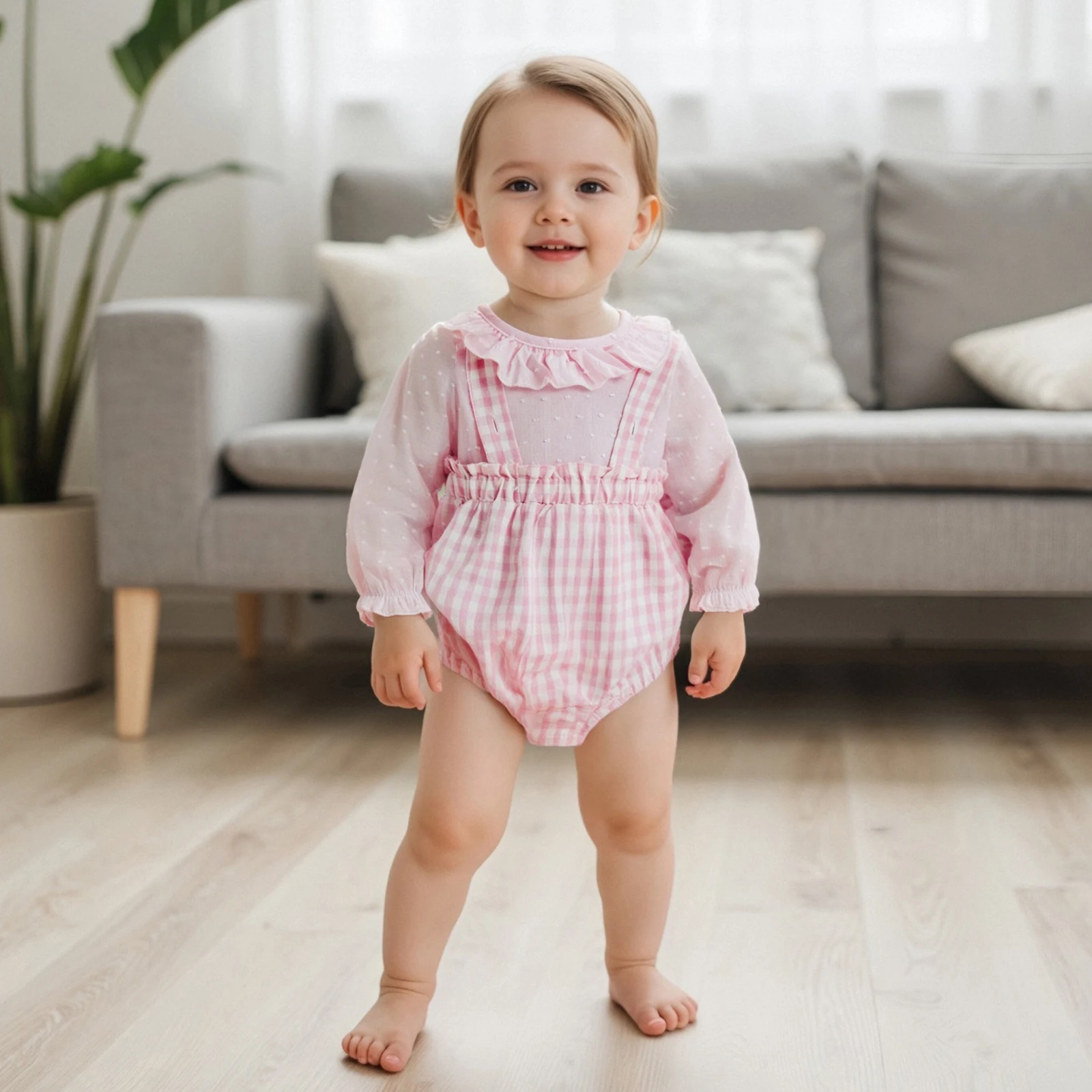 

Осенне-осенний наряд для маленьких девочек, рубашка с длинными рукавами и клетчатый комбинезон, комплект одежды для новорожденных