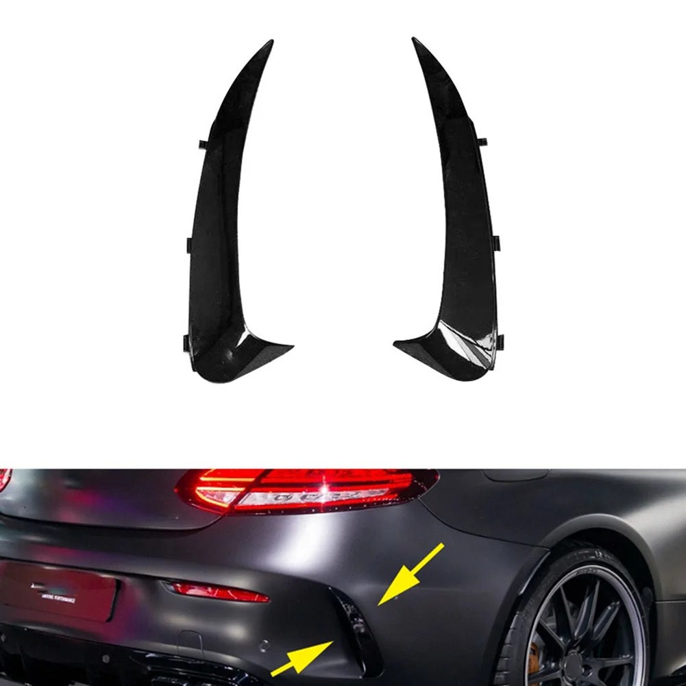 Car Rear Bumper Lip Spoiler Canards Trim For Mercedes-Benz C Class W205 C43 AMG 2015-2019 Snap-In Type