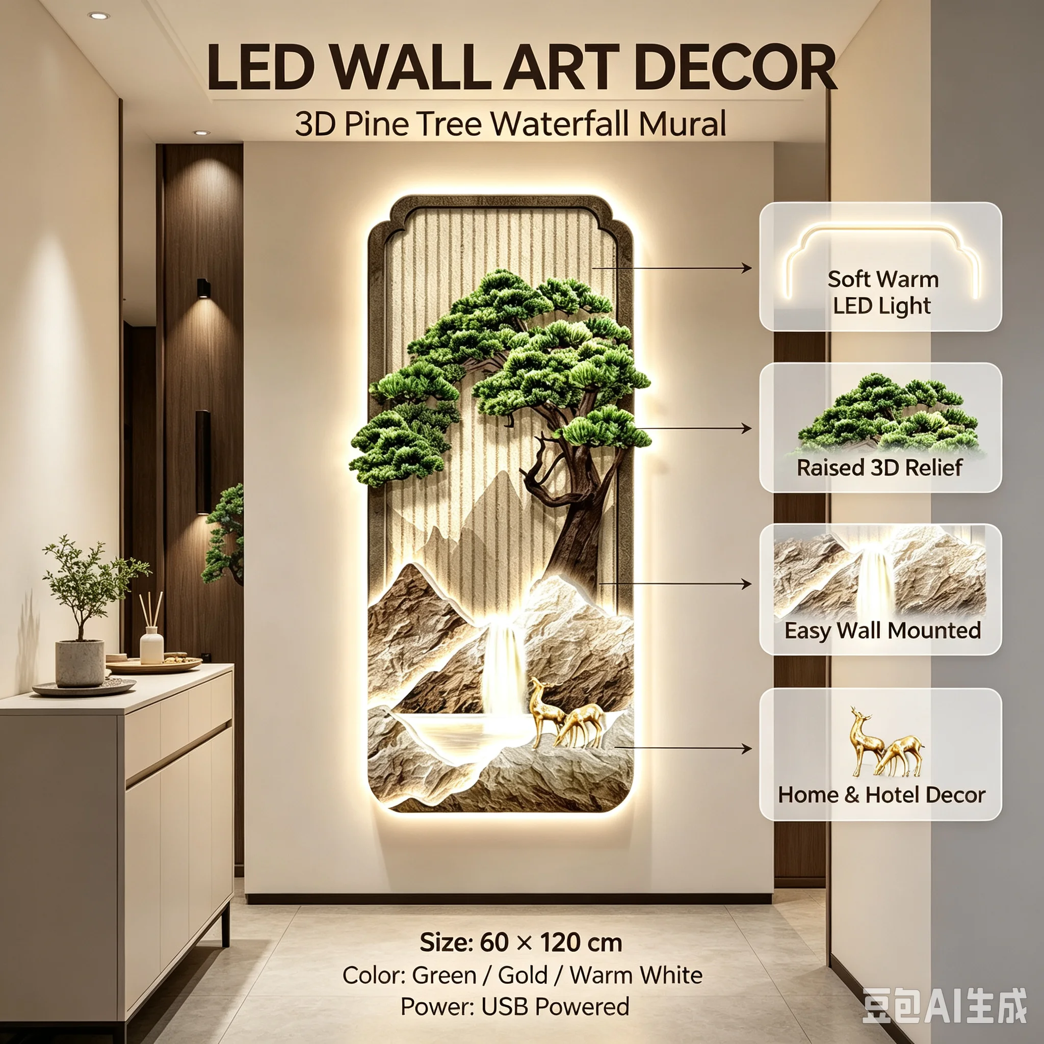 SCY entrance decorative painting corridor aisle hanging painting wabi sandy wind landscape living room mural