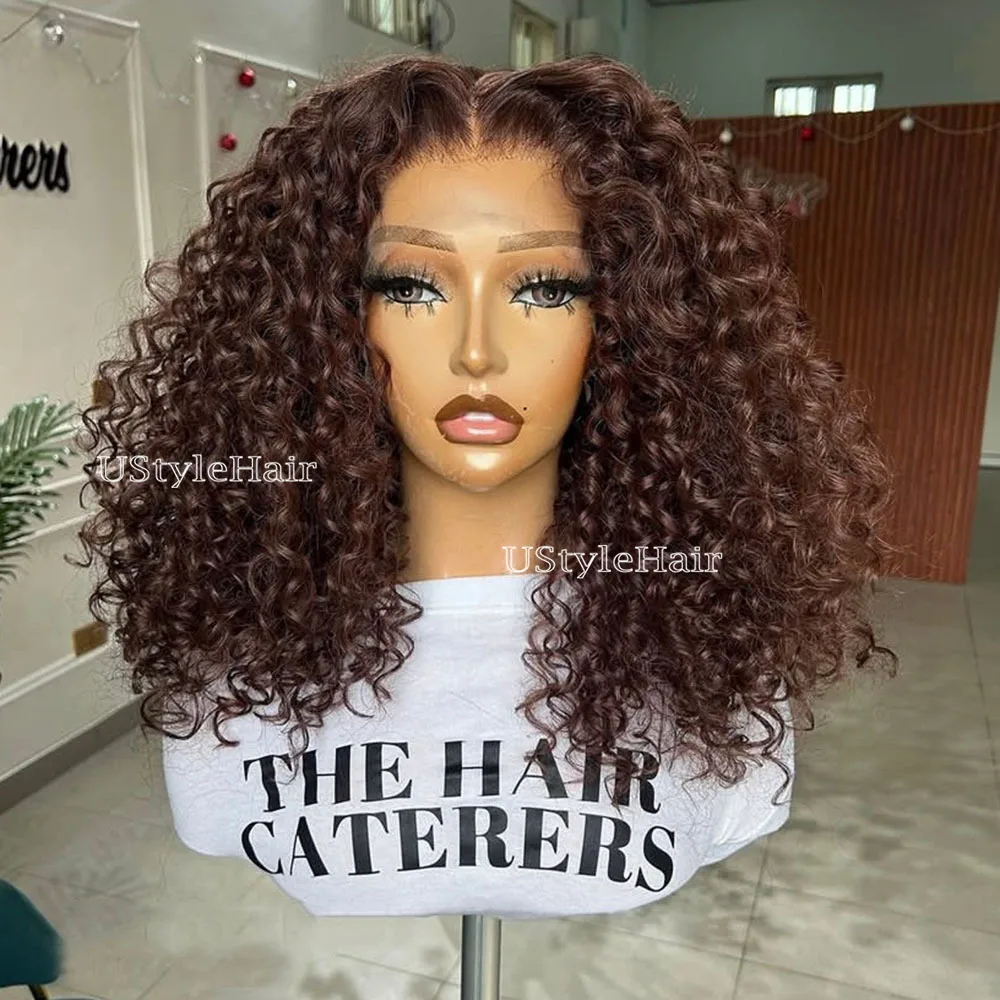 

Коричневый вьющийся парик 13x4, кружевные передние синтетические волосы, средняя часть, длина до плеч, спиральные вьющиеся парики для женщин, натуральный повседневный косплей