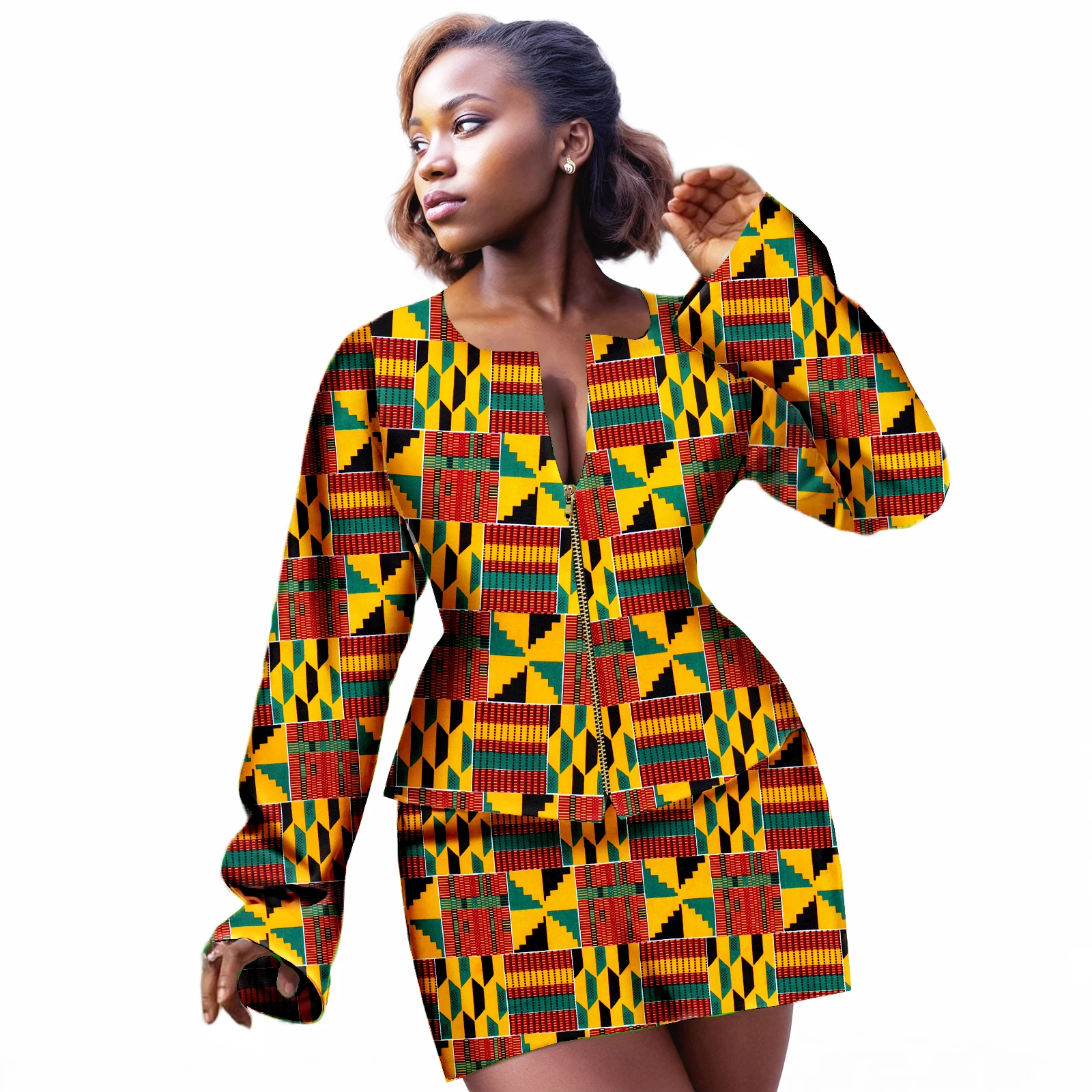 

African Outfits for Women African Attire 2 Piece Shirts and Skirt Traditional Kente Print Clothes