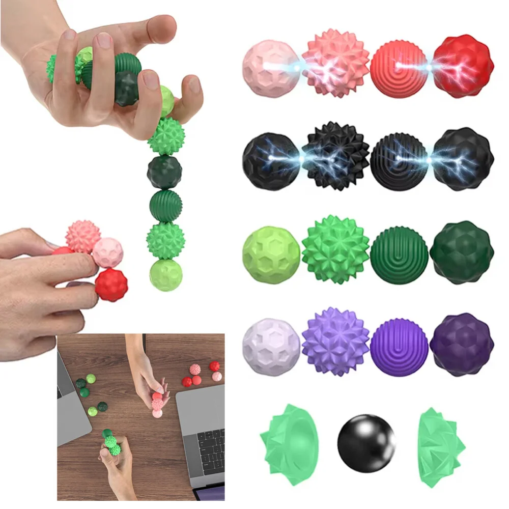Boules magnétiques en Silicone avec boîte de rangement, jouets anti-anxiété sensorielle, cadeaux pour adultes et enfants, 6 pièces