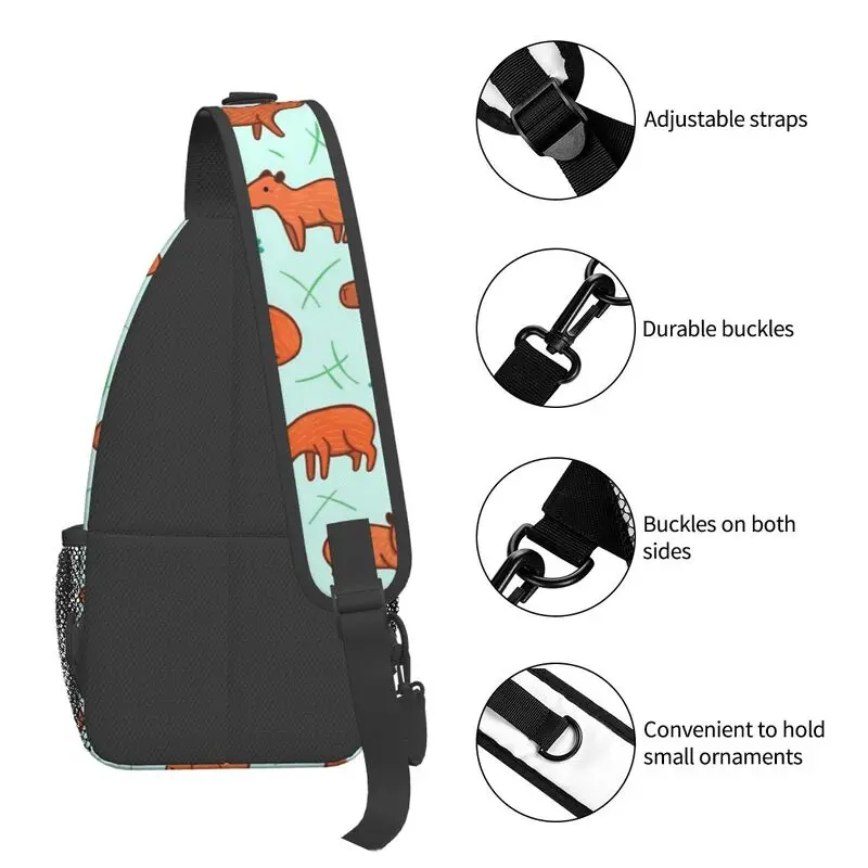 Kawaii Capybara Pattern Sling Chest Bag Custom Animal Lover Crossbody spalla zaino per uomo ciclismo campeggio Daypack