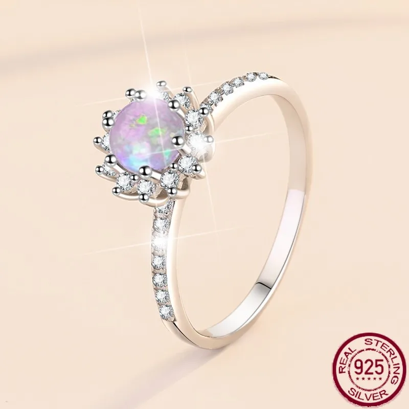 

Новое кольцо из чистого серебра S925, кольцо с лунным камнем, австралийский опал, модное нежное кольцо, модные серебряные украшения, свадебные украшения