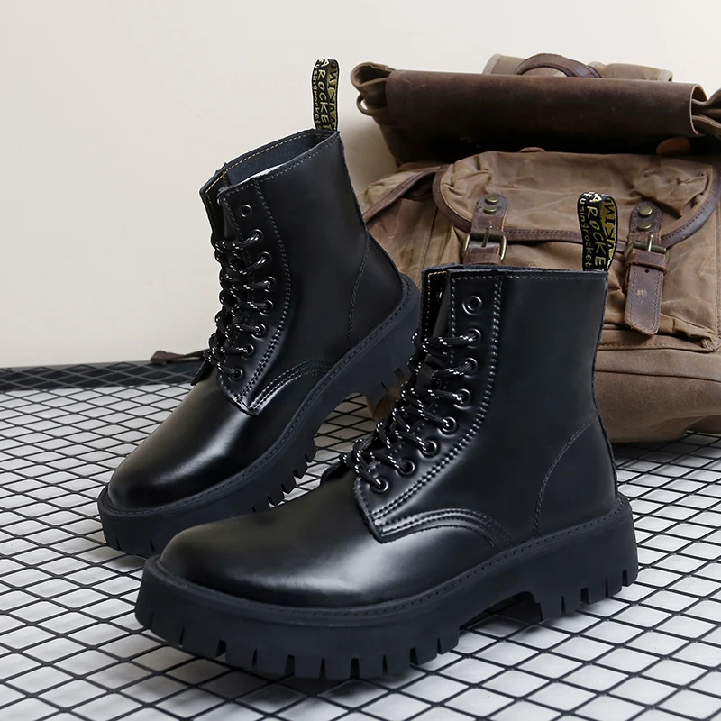 

Men High Top Boots with Thick Soles Comfortable Classic Bare Boots Business Casual Men Boots Sizes 38-45