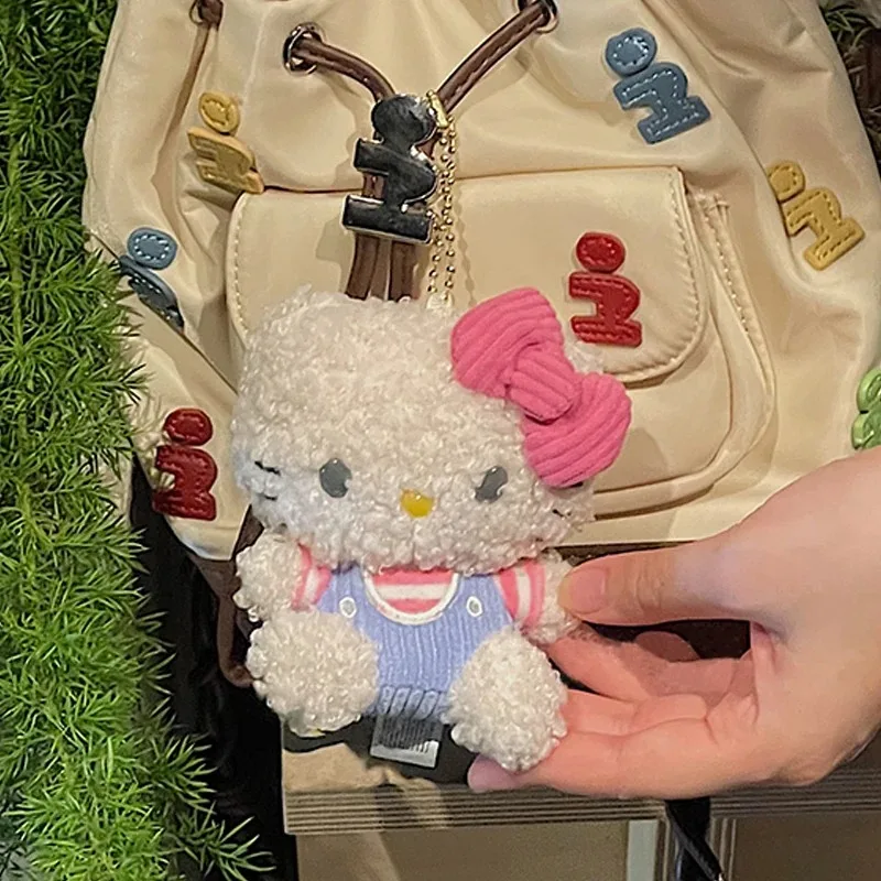 Saniro Hello Kitty peluche ripiene ciondolo cartone animato Kt gatto capelli ricci peluche bambola zainetto zaino portachiavi con ciondolo regali per ragazze