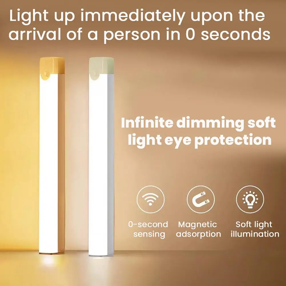 Luz Led recargable para debajo del gabinete, Sensor de succión magnético, Sensor de movimiento inalámbrico, luces Led para cocina y escaleras