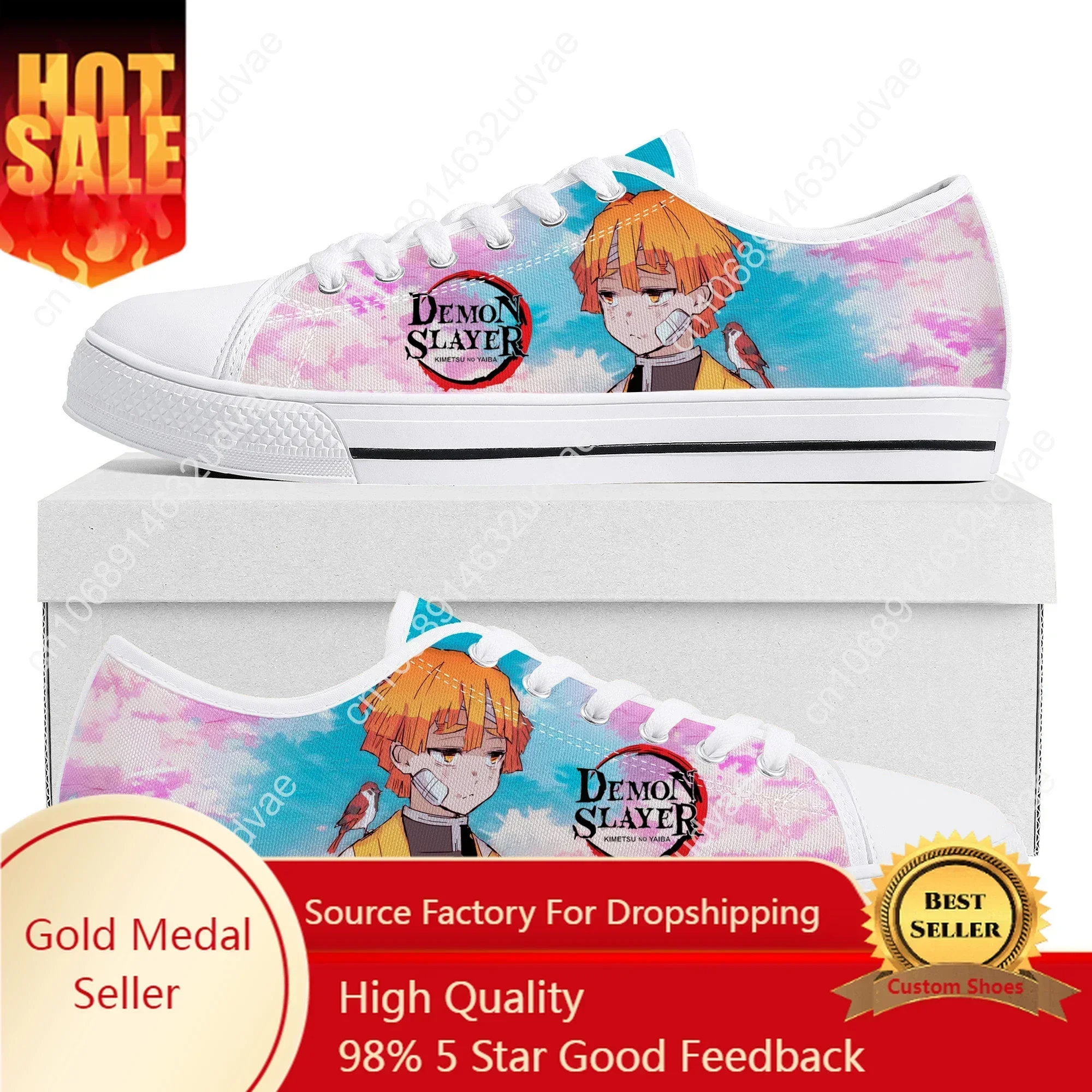 

Japan Anime Cartoon Manga Agatsuma Zenitsu Low Top Sneakers Mens Womens Teenager Fashion Canvas Sneaker Couple Shoes Custom Shoe