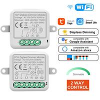 Tuya Wifi Wireless 10A 1/2Gang Module Mini Dimmer Interruptor Remote Control Electric Circuit Smart Light Breaker Switch