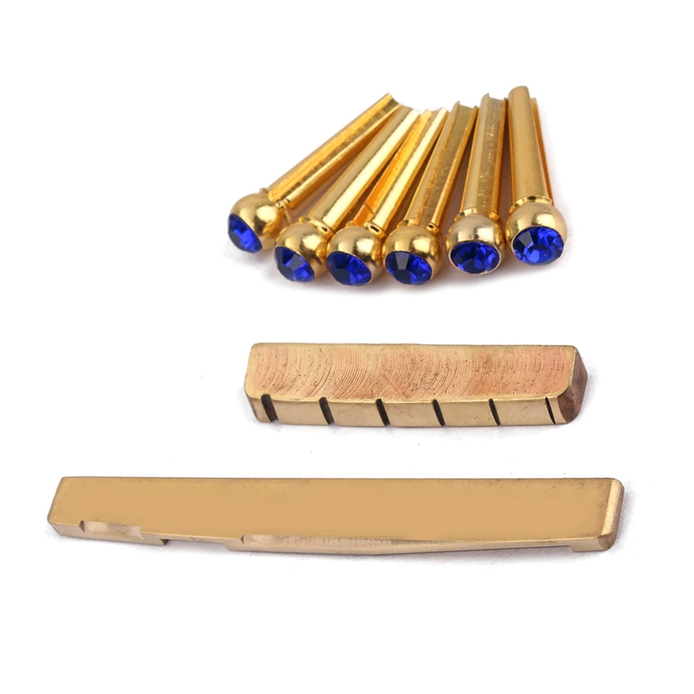 

Crystal Tip Brass Bridge Saddle For Acoustic Guitar Replacement Blue Flat Bottom Premium Guitar Parts Instrument Accessory