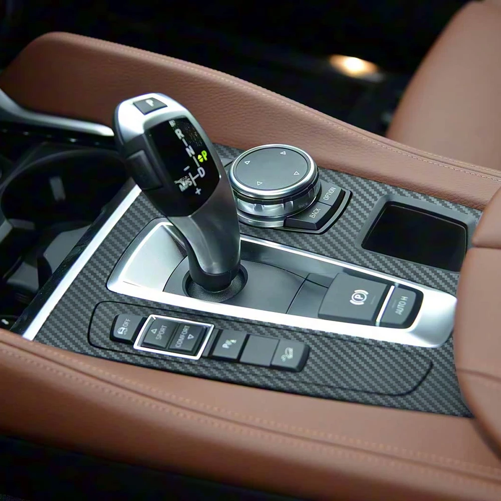 

Автомобильный Стайлинг, углеродное волокно, салон автомобиля, центральная консоль, изменение цвета, литые наклейки, наклейки для BMW X6 F16 2015-2018