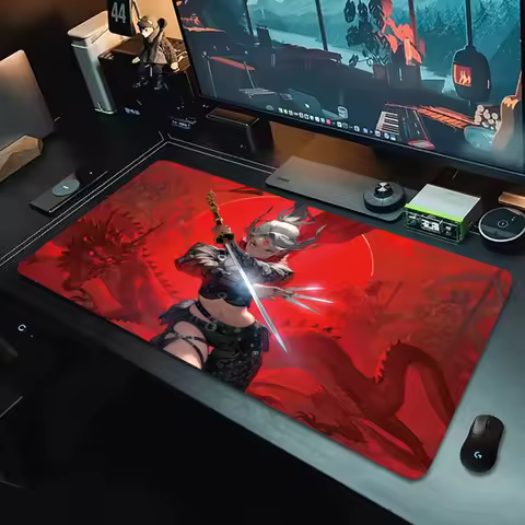 Cool Girl Samurai Mouse Pad Large Computer Office Game Table Mat XXL Rubber Anti-slip Gaming Keyboard Mousepad Long Desk Pads