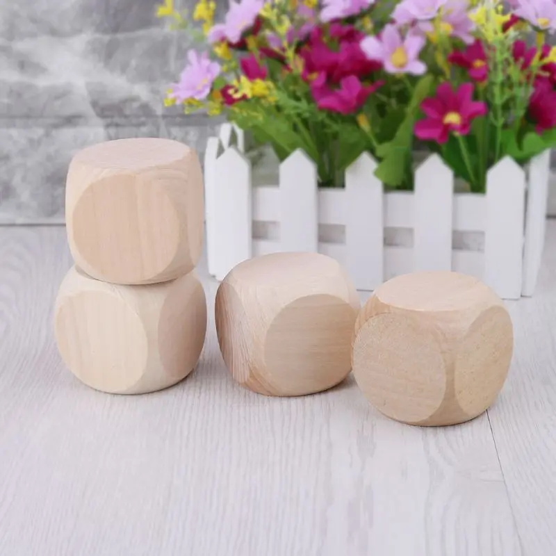 Blank Wooden Unfinished Square Blocks 6 Sided Cubes with Rounded Corners for DIY Craft Projects