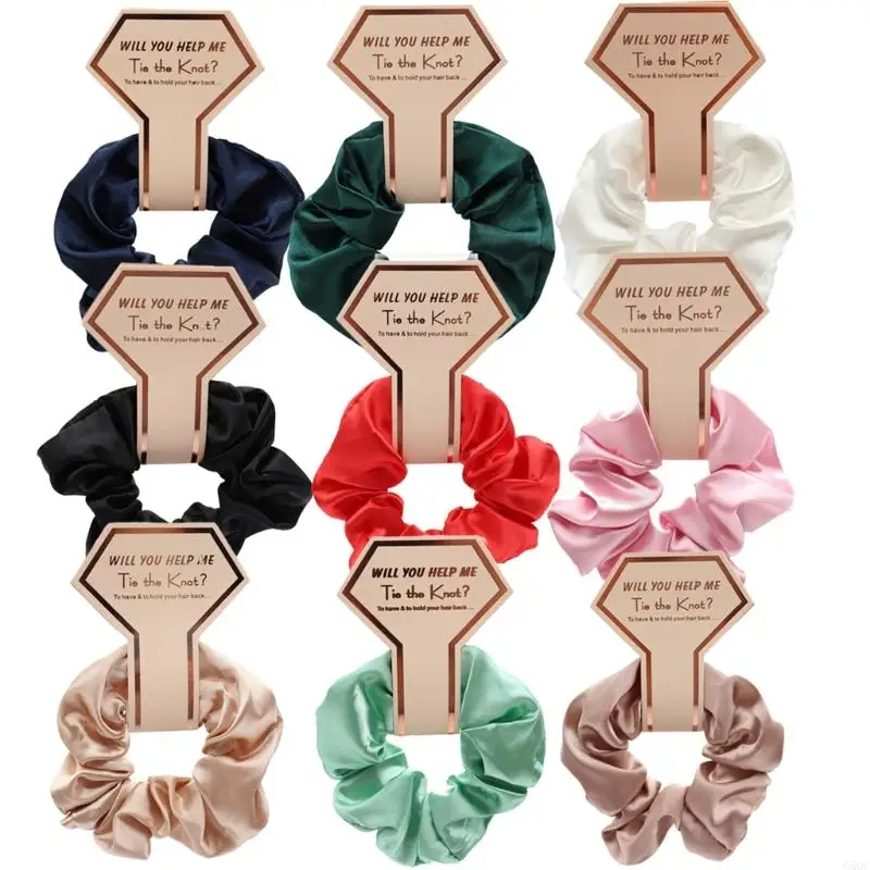 G5GC Bridesmaid Hair Scrunchy Bridal Shower Stains Hair Scrunchies Party Accessories Hairpiece for Wedding Party 5PCS