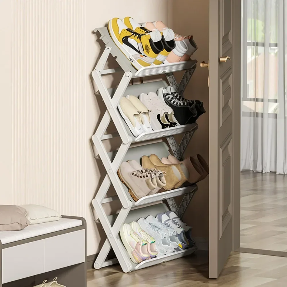 Stackable Shoe Rack Multi-Layer Installation-Free 3-4 Tier Household Multifunctional Space Saving X-Shaped Shoe Rack