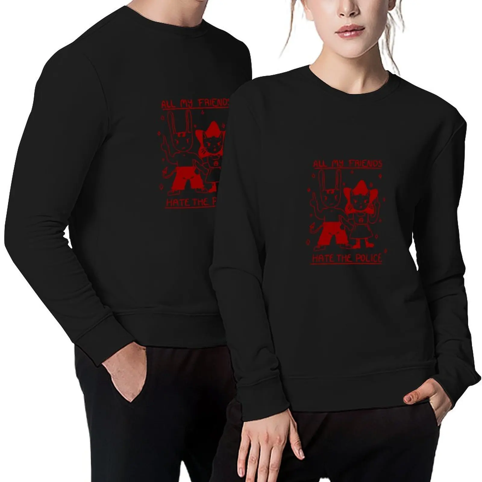

all my friends hate the police Pullover men's clothing anime clothes japanese style blouse hooded sweatshirt