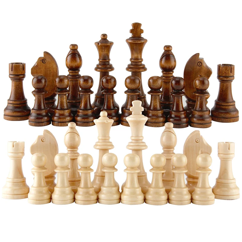 32 Pieces Wooden International Chess Set Creative Toys for Travel Games Chess Lover Gift Party Supplies 55mm