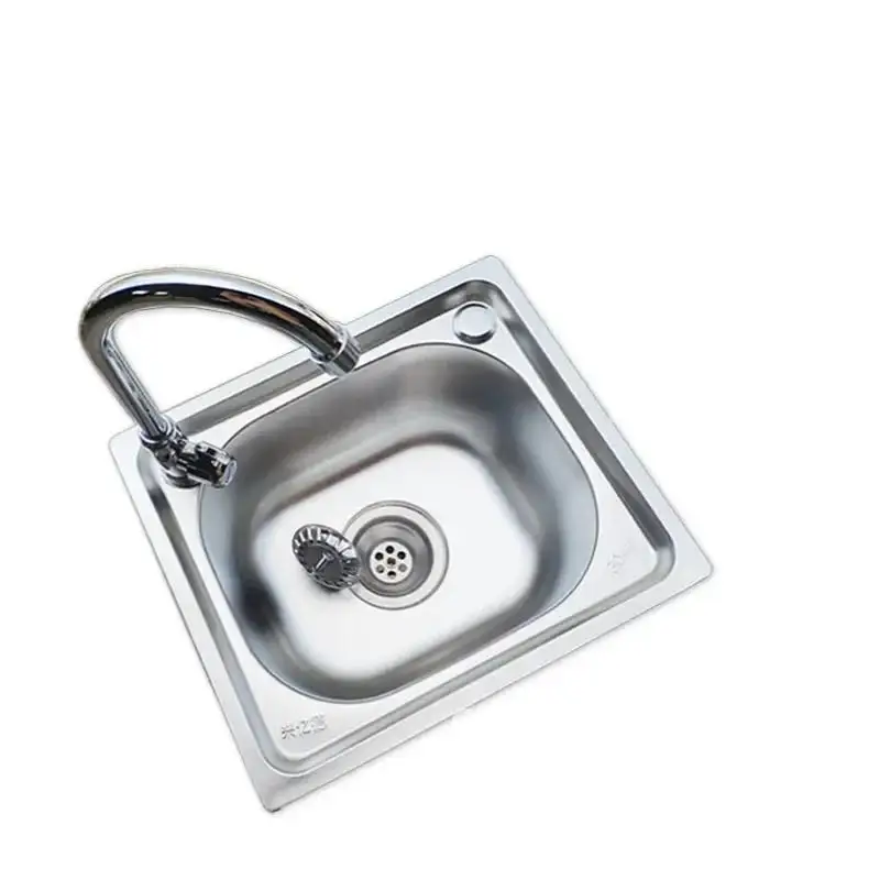 Kitchen Suqare Sink Stainless Steel Single Drain Pipe wash basin set