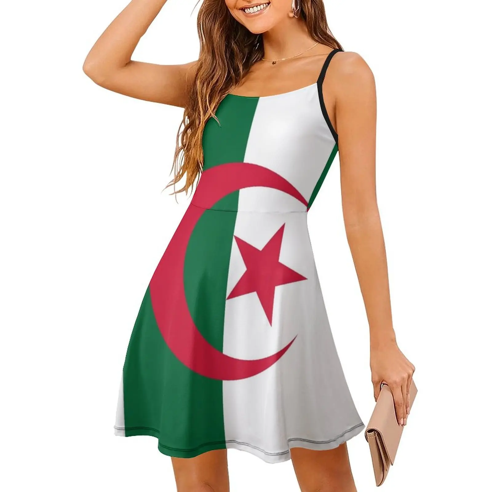 فستان الهيب هوب للسيدات بعلم الجزائر ملابس الشارع الشهير مطبوع عليه رسومات جرافيك ملابس الحفلات والنوادي علم الجزائر ملابس نسائية رائعة ومضحكة #3