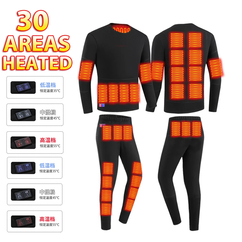 Dual Control Heating Underwear Winter Thermal Heated Jacket Men Heated Underwear Men's Ski Suit USB Electric Heating Clothing