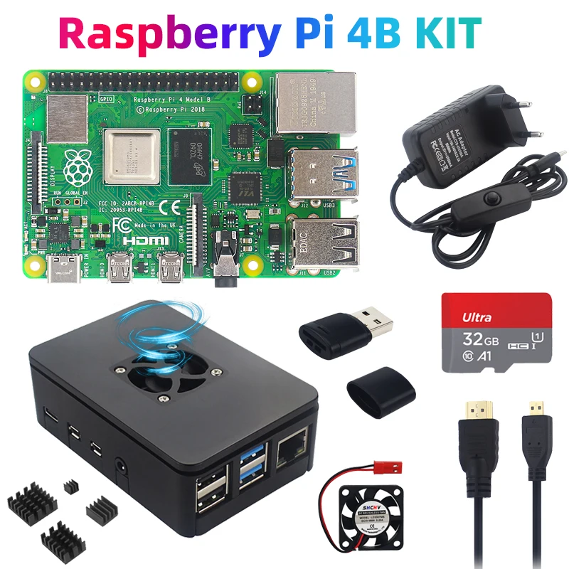 Oficjalny oryginalny Raspberry Pi 4 Model B 8 GB 4 GB 2 GB 1 GB RAM + obudowa + zasilacz + karta TF BCM2711 1,5 GHz WiFi BT 4K Video