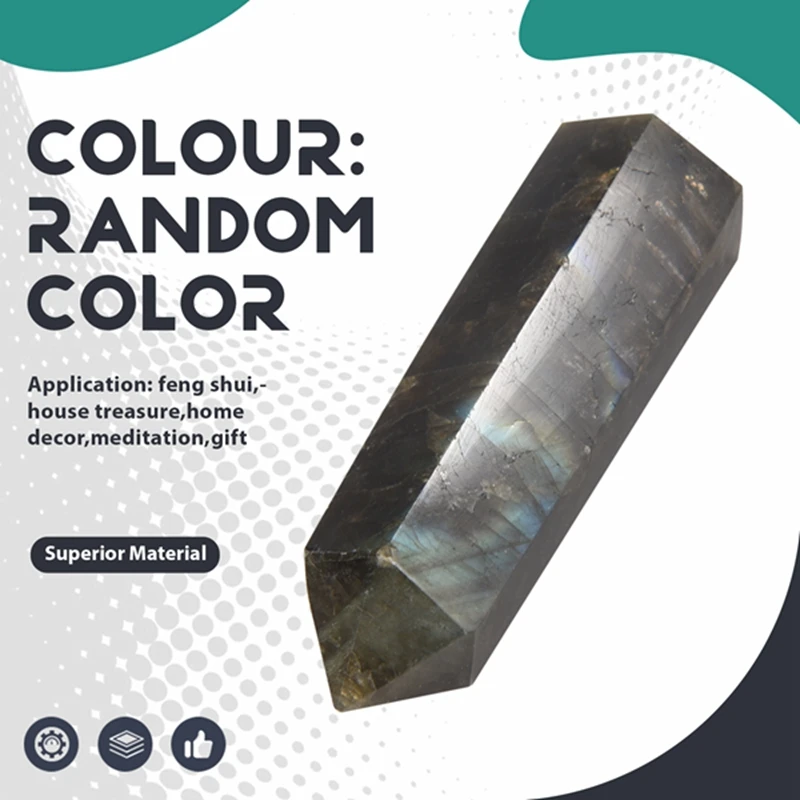 Moonstone Crystal Column Natural Labradorite Quartz Obelisk Crystal Column Wand Point Healing Stone Home Decor 5-6cm [Laa259]